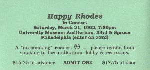 Ticket for Happy at University Museum Auditorium